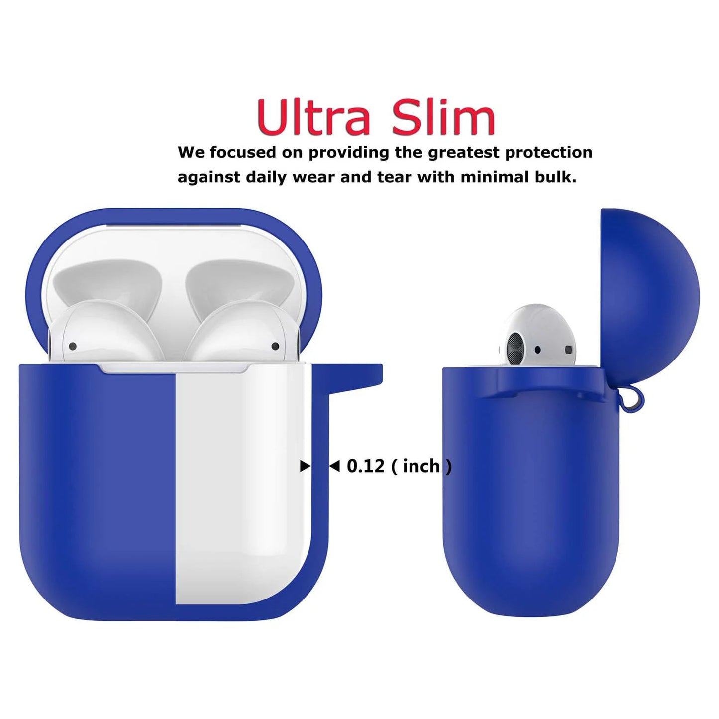 Premium Shockproof Silicone Case for AirPods 1 & 2 with Keychain - Stylish Blue Protection