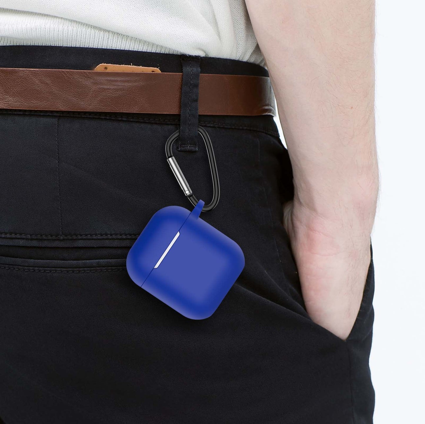 Premium Shockproof Silicone Case for AirPods 1 & 2 with Keychain - Stylish Blue Protection