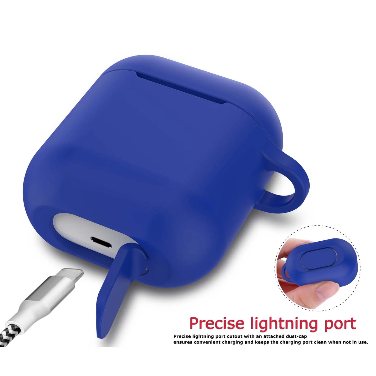 Premium Shockproof Silicone Case for AirPods 1 & 2 with Keychain - Stylish Blue Protection