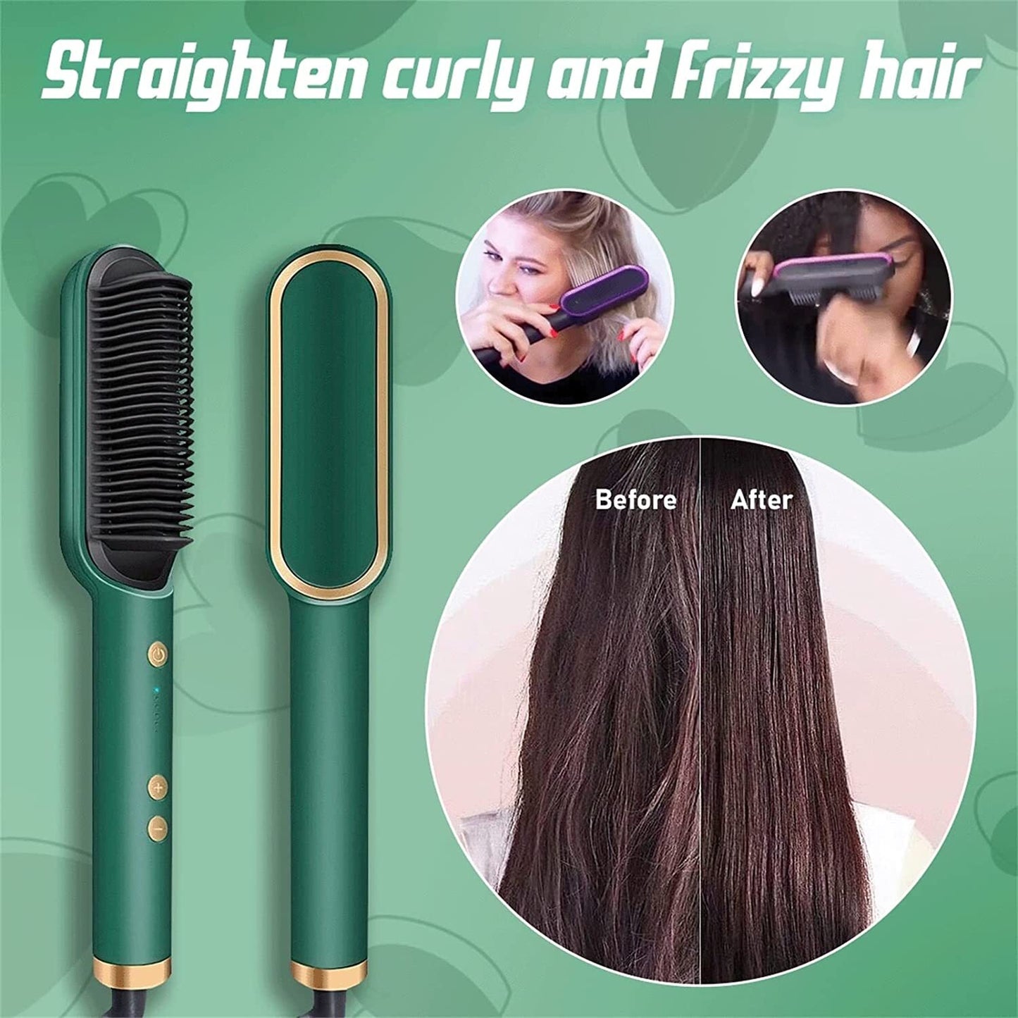 Hair Straightener Comb Matte Black, Hair Straightener Brush Straightening Comb