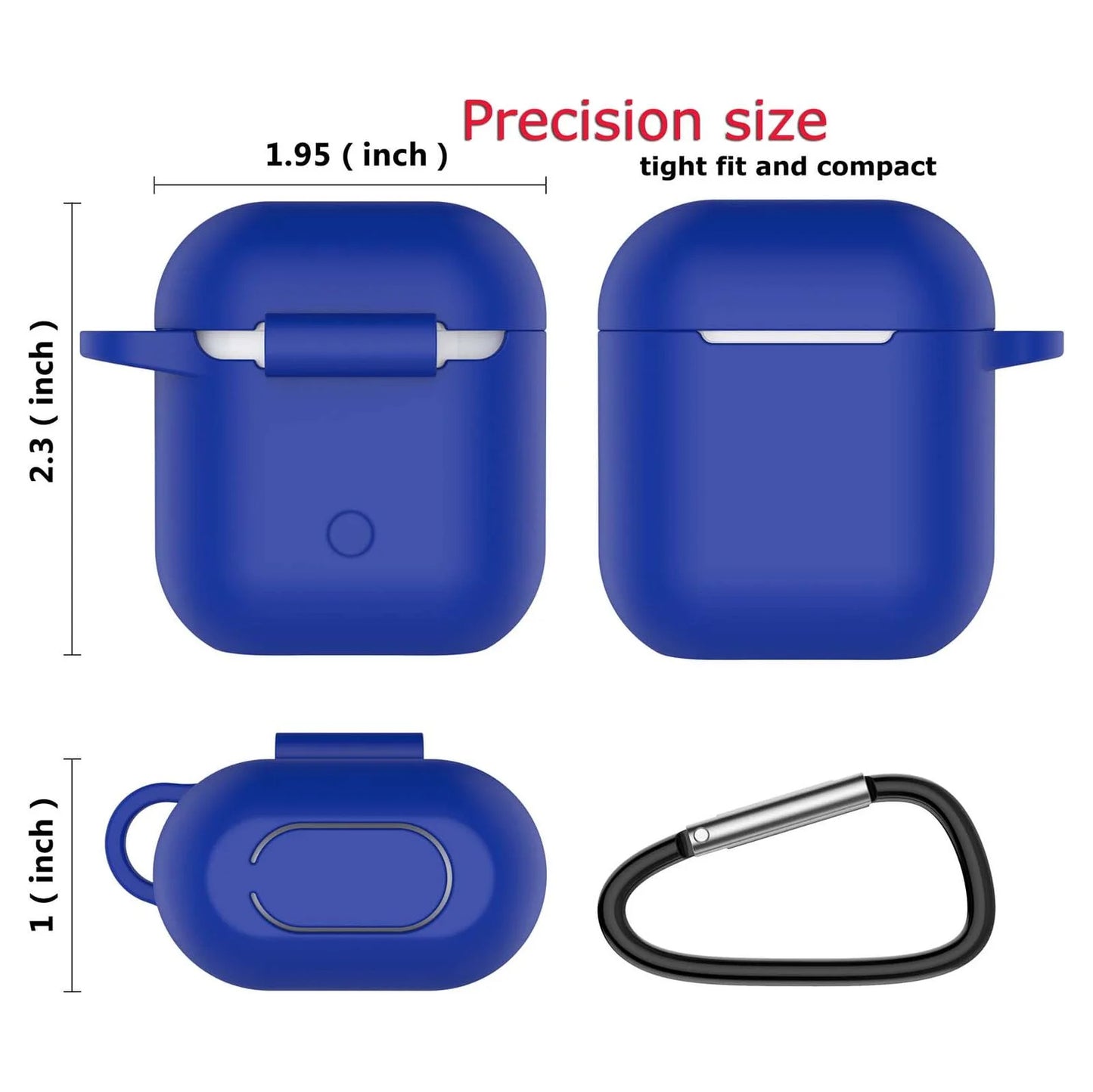 Premium Shockproof Silicone Case for AirPods 1 & 2 with Keychain - Stylish Blue Protection