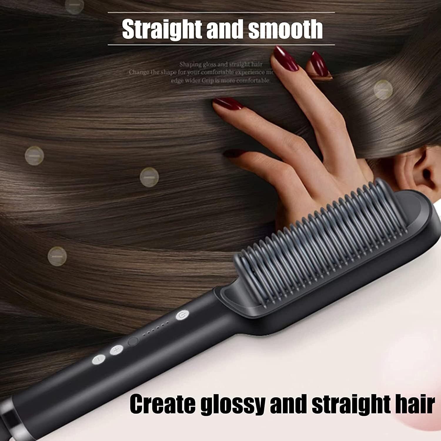 Hair Straightener Comb Matte Black, Hair Straightener Brush Straightening Comb
