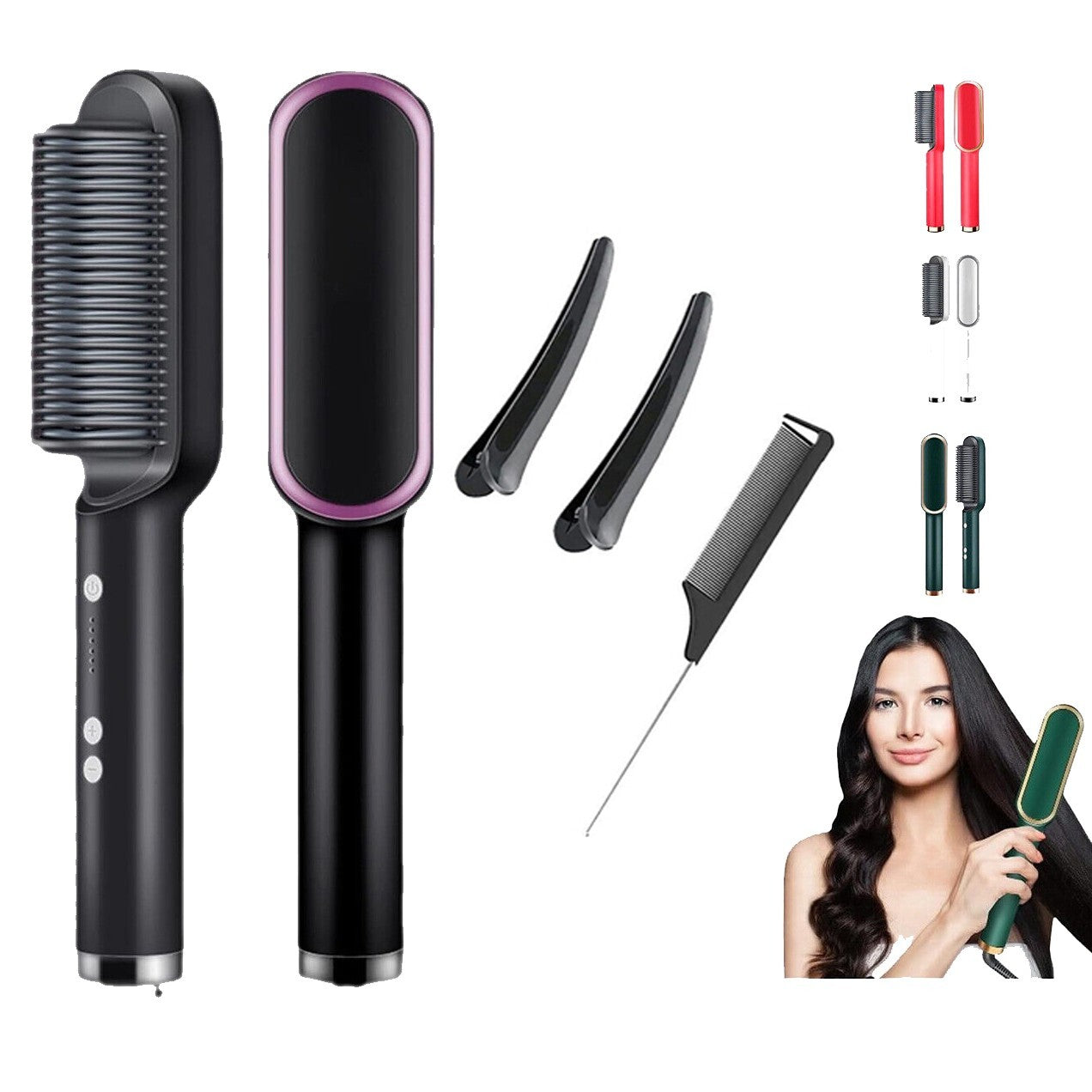 Hair Straightener Comb Matte Black, Hair Straightener Brush Straightening Comb