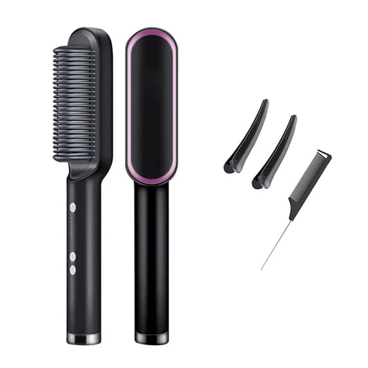 Hair Straightener Comb Matte Black, Hair Straightener Brush Straightening Comb