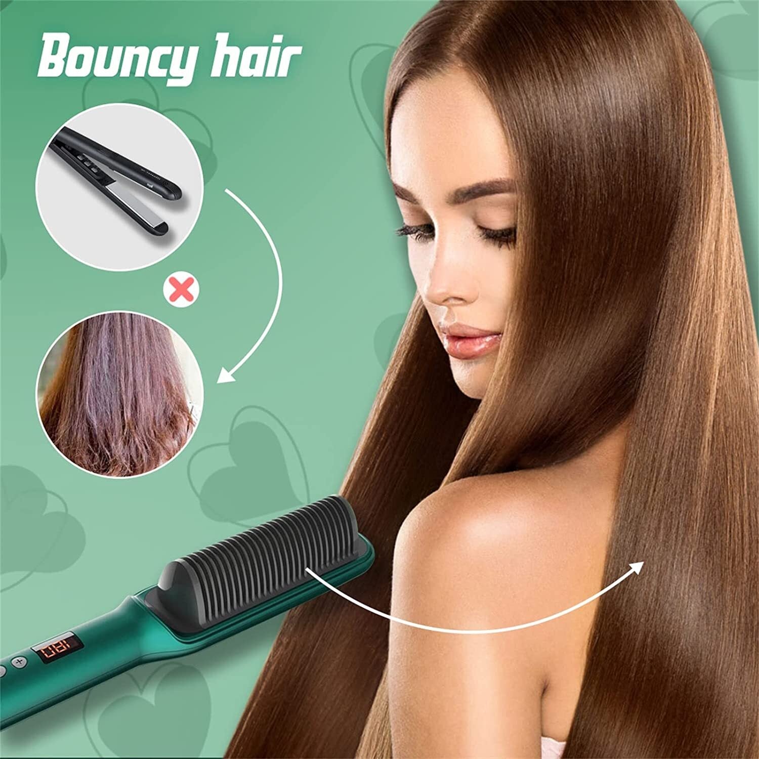 Hair Straightener Comb Matte Black, Hair Straightener Brush Straightening Comb