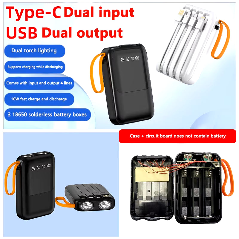 Fast Charging 18650 Power Bank - Portable 4IN1 Battery Charger for iPhone & Xiaomi