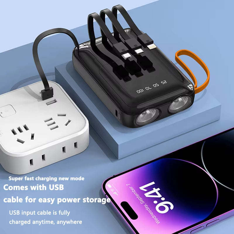 Fast Charging 18650 Power Bank - Portable 4IN1 Battery Charger for iPhone & Xiaomi